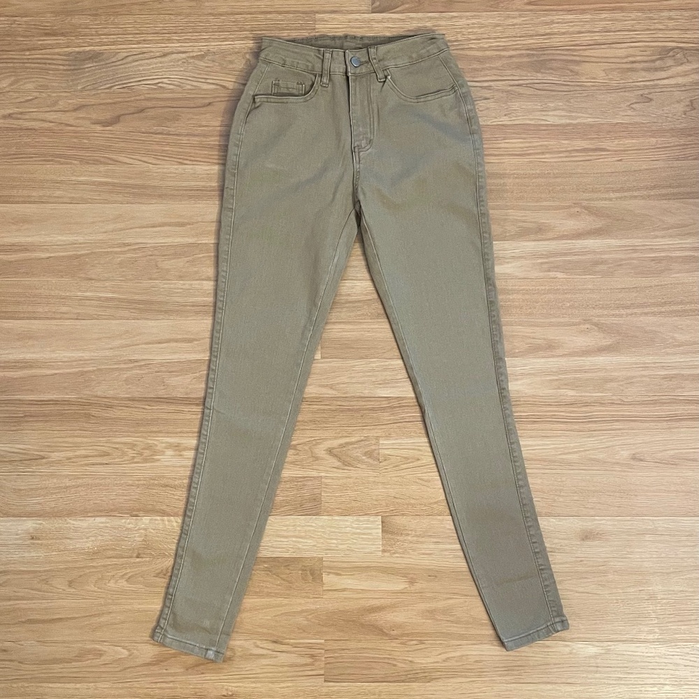 SHEIN Khaki Denim Skinny Jeans Size 2 (26)